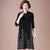 Round Neck Long Sleeve Knee Length A-line Floral Knit Dress