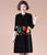 Geometry Pattern Round Neck Long Sleeve Knee Length A-line Knit Dress
