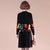 Geometry Pattern Round Neck Long Sleeve Knee Length A-line Knit Dress