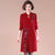 V Neck Long Sleeve Knee Length Floral A-line Knit Dress