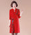 V Neck Long Sleeve Knee Length Floral A-line Knit Dress