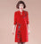 V Neck Long Sleeve Knee Length Floral A-line Knit Dress