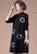 Round Collar Long Sleeve Knee Length Floral A-line Knit Dress