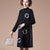 Round Collar Long Sleeve Knee Length Floral A-line Knit Dress
