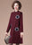 Round Collar Long Sleeve Knee Length Floral A-line Knit Dress