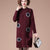 Round Collar Long Sleeve Knee Length Floral A-line Knit Dress