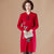 Floral Embroidery Long Sleeve Knee Length A-line Knit Dress Mother Dress