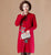 Floral Embroidery Long Sleeve Knee Length A-line Knit Dress Mother Dress