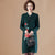 Floral Embroidery Long Sleeve Knee Length A-line Knit Dress Mother Dress