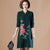 Floral Embroidery Long Sleeve Knee Length A-line Knit Dress Mother Dress