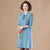 Floral Embroidery Long Sleeve Knee Length A-line Knit Dress Mother Dress