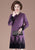 V Neck Long Sleeve Knee Length A-line Knit Dress Mother Dress