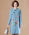 Floral Embroidery Long Sleeve Knee Length A-line Knit Dress