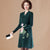 V Neck Floral Embroidery Long Sleeve Knee Length A-line Knit Dress