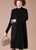 Floral Embroidery Long Sleeve Knee Length A-line Knit Dress with Pocket