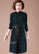 Floral Embroidery Long Sleeve Knee Length A-line Knit Dress with Pocket