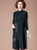 Floral Embroidery Long Sleeve Knee Length A-line Knit Dress with Pocket
