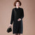 Round Neck Long Sleeve Knee Length A-line Knit Dress with Hot Drilling