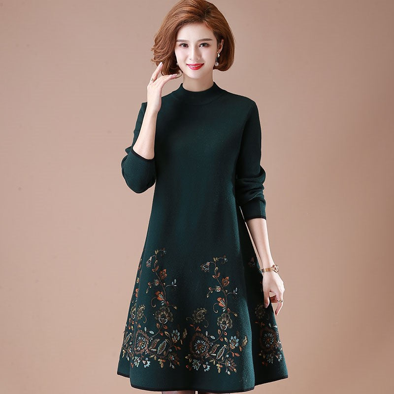 woolen knee length dress Light Gray Wool Long Dress Vintage Button Front Winter Midi Dress 3857 Grey / S