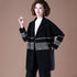 Cappotto da donna in maglia di lana a quadri e quadri con collo a revers