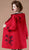 Women's Lapel Collar Deep V Neck Floral Wool Knit Coat