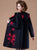 Women's Lapel Collar Deep V Neck Floral Wool Knit Coat