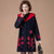 Women's Lapel Collar Deep V Neck Floral Wool Knit Coat