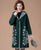 Women's Lapel Collar V Neck Floral Wool Knit Coat