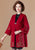 Abrigo de punto de lana oriental con bordado floral y manga trompeta