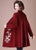 Manteau en tricot de laine oriental pour femmes avec broderie Wintersweet à devant ouvert