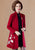 Manteau oriental en tricot de laine pour femmes à broderie florale