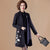 Floral Embroidery Open Front Women's Oriental Wool Knit Coat