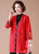 Abrigo de punto de lana oriental para mujer con cuello en V y manga 3/4 con bolsillos