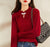 Chinese-style Knit Sweater with Twisted Flower Pattern Stand Collar