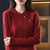 Vintage Button-up Mock Neck Knit Chinese-style Loose-fit Slimming Pullover