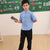 Costume d'enfant à manches courtes d'uniforme scolaire de style rétro chinois