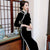 3/4 Sleeve Mandarin Collar Velvet Cheongsam Mother Dress