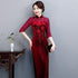 Robe mère Cheongsam en velours ample à broderie florale