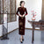 Long Sleeve Floral Velvet Cheongsam Chinese Style Mother Dress