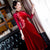 Floral Embroidery Loose Peplum Velvet Cheongsam Mother Dress