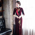 Vestido de madre Cheongsam reformado de terciopelo con bordado floral