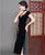 Cap Sleeve Floral Sequins Full Length Velvet Cheongsam Mother Dress