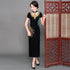 Cap Sleeve Floral Sequins Full Length Velvet Cheongsam Mother Dress