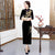 3/4 Sleeve Hand-Beading Full Length Velvet Cheongsam Chinese Dress