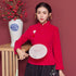 Long Sleeve Cotton Cheongsam Top Traditional Chinese Shirt with Tassel