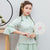 Manches Mandarin Broderie Florale Cheongsam Top Jupe En Mousseline De Soie Style Chinois Costume Pour Femmes