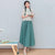 Illusion Sleeve Cheongsam Top Chiffon Skirt Chinese Style Women's Suit