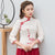 3/4 Sleeve Floral Embroidery Chinese Shirt Traditional Costume