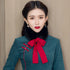 Cheongsam con collo di pelliccia con foulard in pelo di cony abbinato
