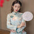 Veste chinoise rétro Cheongsam en daim à fleurs épaisses